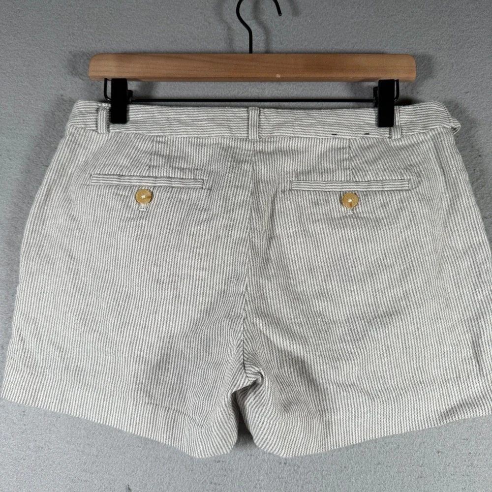 Banana Republic‎ Womens Grey White Striped Linen Cotton Shorts Size 6 326782-00